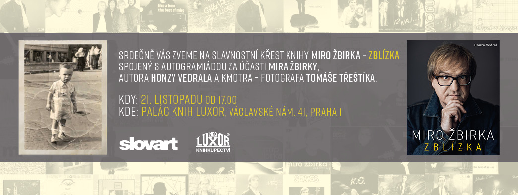 Miro Zbirka pozvanka na krst knihy v Neoluxor v Prahe